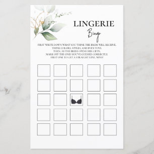 Jogo Lingerie Greenery Bingo chá de panela