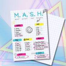 Jogo MASH, Convite de festas 90