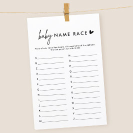 Jogo Minimalista de Nome do Bebê Race A - Z