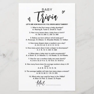 Jogo Moderno da Trivia Bebê, Jogos Chás de fraldas