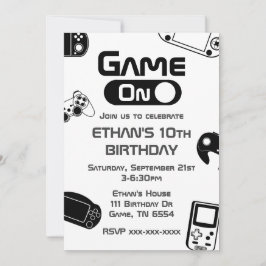 Jogo no Vídeo Jogo Convite de Aniversário