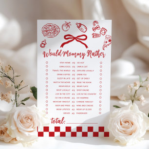 Jogo para chá de bebê Would Mommy Rather Bow Pizza