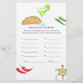 Jogo para Chá de Noiva Festa Mexicana Taco sobre A