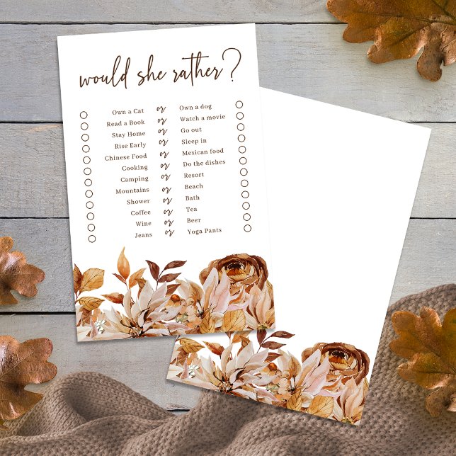 Jogo para Chá de Noiva 'O Que Ela Preferiria' (Would She Rather Bridal Shower Game
)
