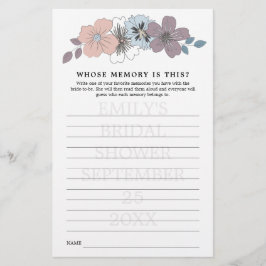 Jogo para Chá de Noiva Qual Memória Azul Rosas