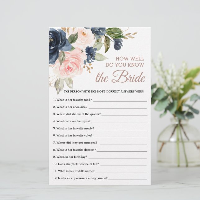 Jogo para Chá de Noiva Quão Bem Você Conhece a Noi (Em pé/Frente)