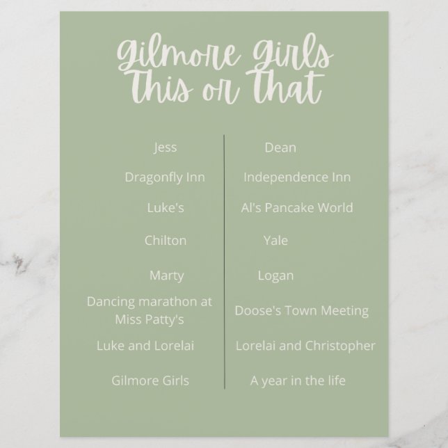 jogo partido gilmore girls este ou aquele (Frente)