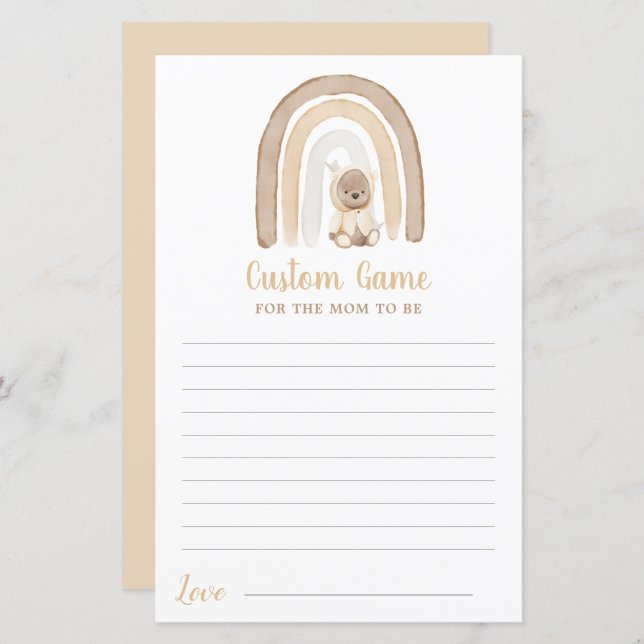 Jogo Personalizado do Urso de Teddy e do Chá de fr (Frente/Verso)