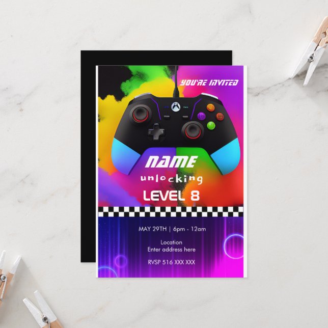 Jogo personalizado no convite de aniversário de jo (Frente/Verso In Situ)