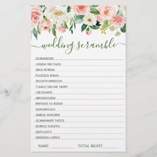 Jogo Pink Blush Flowers Chá de panela Scramble