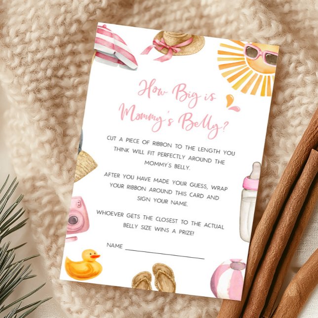 Jogo Pink Splish Splash Qual é o Tamanho da Barrig (Girl Summer Beach Baby Shower How Big Is Mommy's Belly Game)
