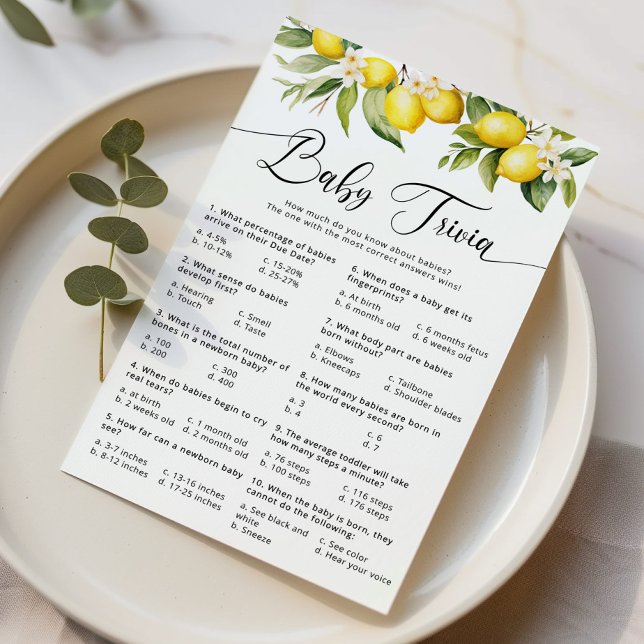 Jogo principal de trivialidades de bebê limão (Criador carregado)