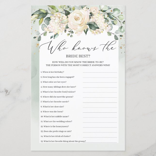 Jogo Quem Conhece Melhor a Noiva Boho Verde (Frente)