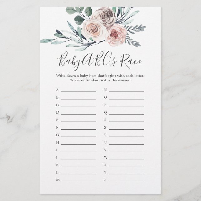 Jogo Race do Chá de fraldas Boho Baby Rosa Baby AB (Frente)