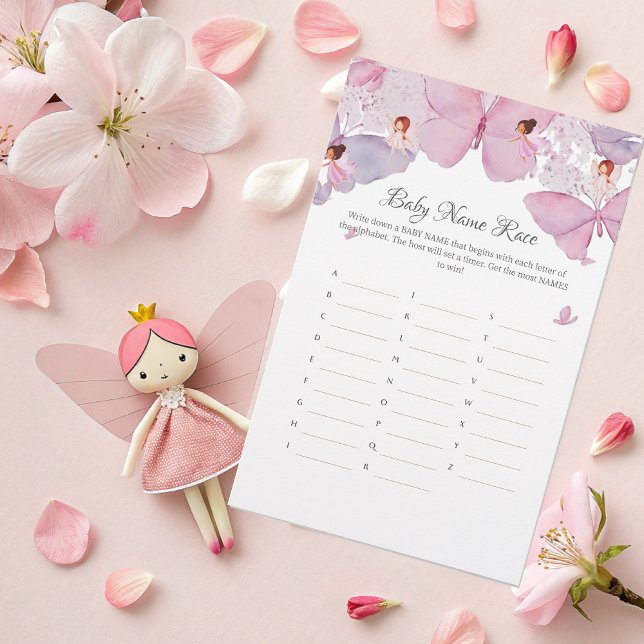 Jogo Race do Nome do Bebê - Chá de fraldas de Fada (Criador carregado)