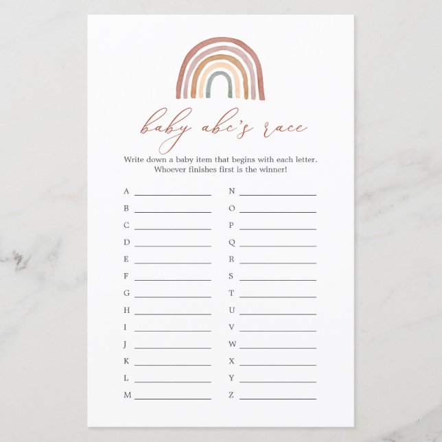 Jogo Race do Rainbow Chá de fraldas Baby ABC (Frente)