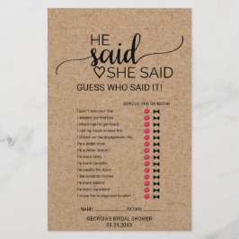 Jogo Simples de Falso Kraft Ele Disse Ela Disse