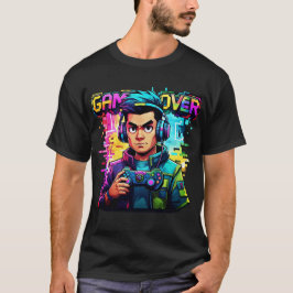 Jogo Sobre Camisa De T-Shirt Retro Neon Gamer Tee