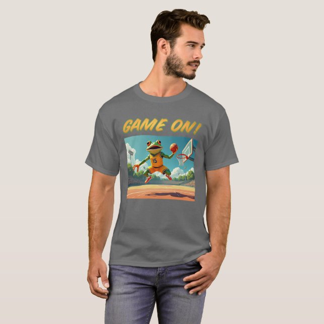 Jogo sobre camiseta cinza Sapo de basquetebol (Frente Completa)