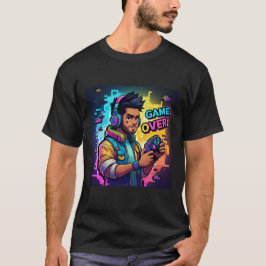 Jogo Sobre Neon Gamer T-Shirt Futurística Cyberpun
