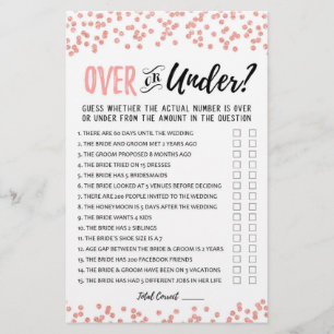Jogo sobre ou sob Chá de panela ou Hen Party