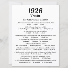 Jogo Trivia 1926 | 99º jogo de Festa de aniversári