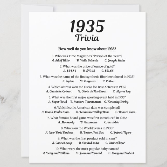 Jogo Trivia 1935 (Frente)