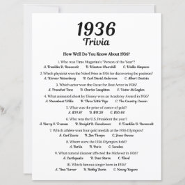 Jogo Trivia 1936 | 89º jogo de Festa de aniversári