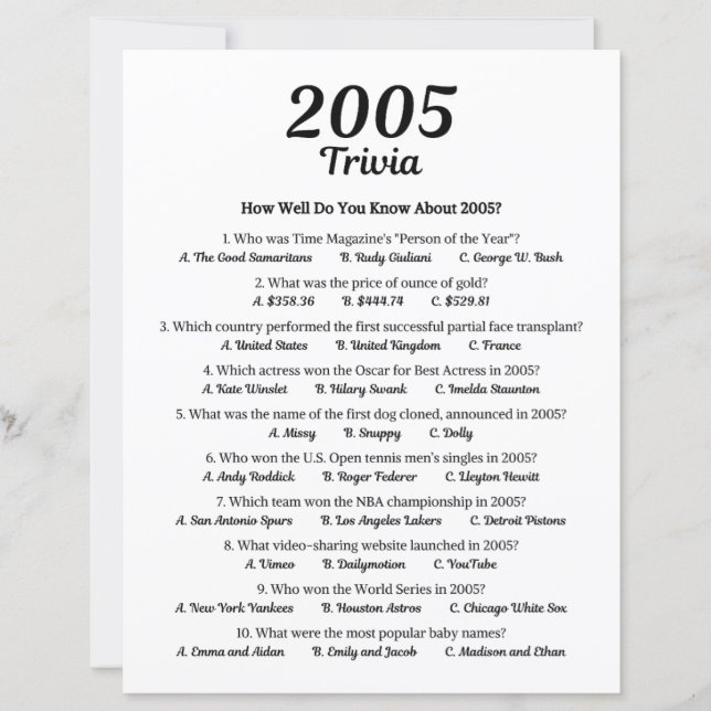 Jogo Trivia 2005 (Frente)