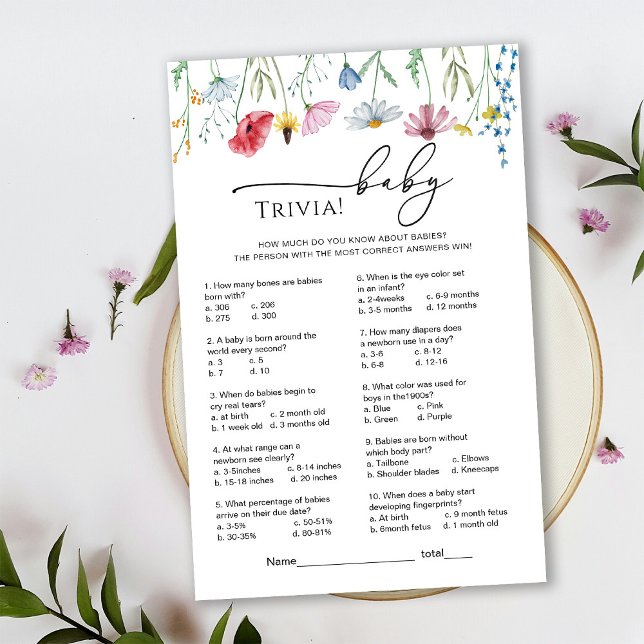 Jogo Trivia Chá de fraldas de Flores Selvagens (Criador carregado)