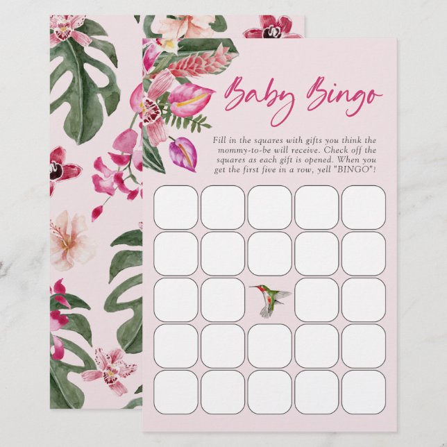 Jogo Tropical do Baby Bingo (Frente/Verso)