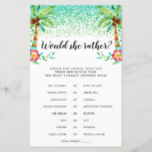 Jogo Would She Rather com Aquarela de Luau Tropica