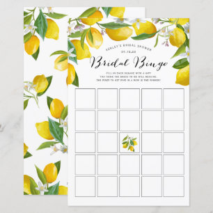 Jogos de bingo de chá de panela Lemon Themed,