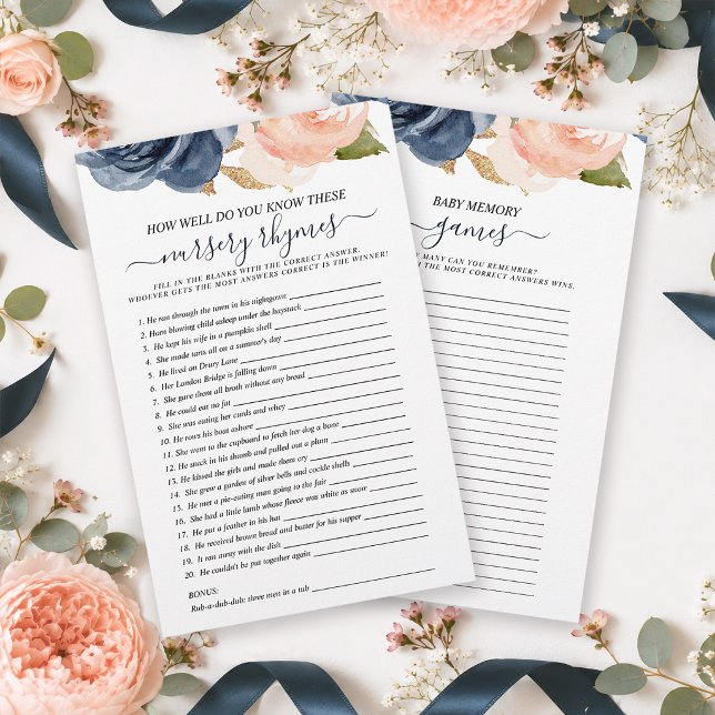 Jogos de Chá de Bebê Floral Rosa Navy Dupla Face (Keep your guests completely entertained while maintaining a flawless, upscale aesthetic.)