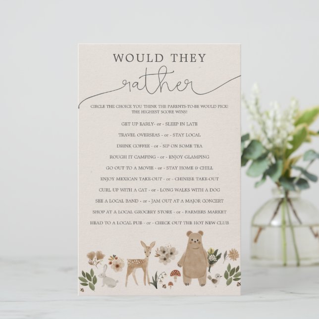 Jogos de Chá de fraldas Duplos Boho Woodland (Em pé/Frente)