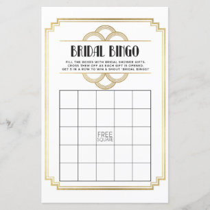 Jogos de Chá de Noiva Bingo Jogo Casamento Art Déc