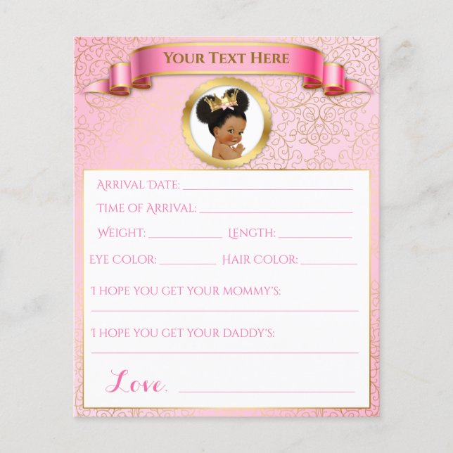 Jogos de Chuveiro de Bebê Rosa Dourado Afro-Americ (Frente)