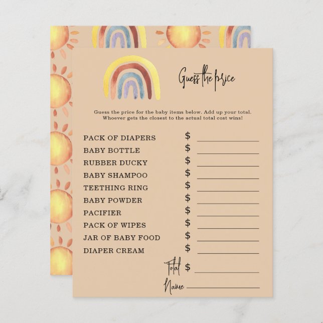 Jogos de festa Boho Rainbow | Jogo de adivinhação  (Frente/Verso)