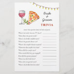 Jogos de pizza e Chá de panela de vinho<br><div class="desc">chá de panela do tema "Pizza e amor" Trivia,  com uma mala e um globo de cor-de-água pintados à mão. Personalize a parte traseira da placa com o nome da noiva e a data do chá.</div>