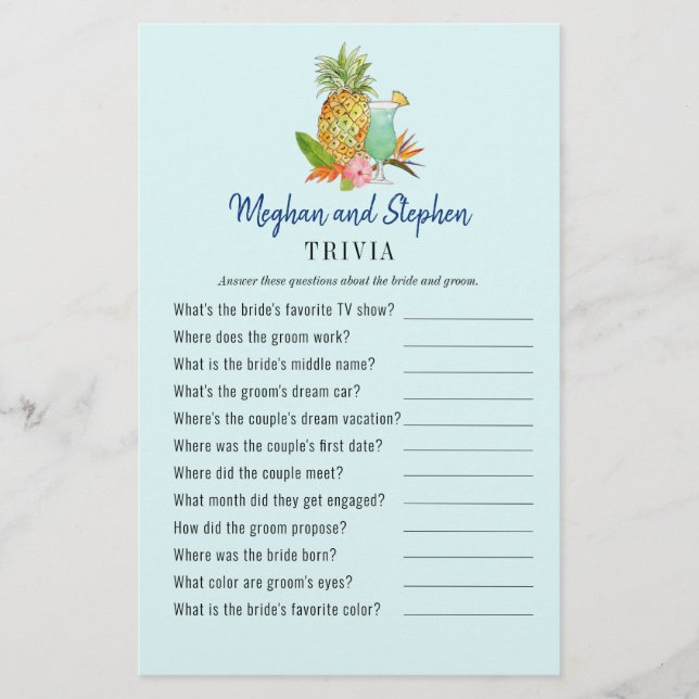 Jogos do Chá de bebidas tropicais Trivia (Frente)