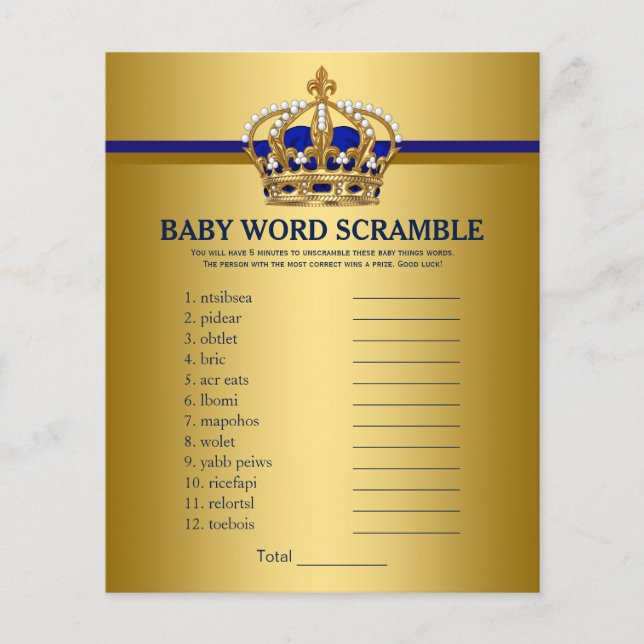 Jogos do Chá de fraldas Prince Crown (Frente)