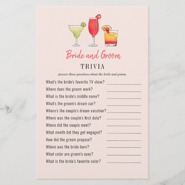 Jogos em Cocktail Bride e Große chá Trivia (Frente)