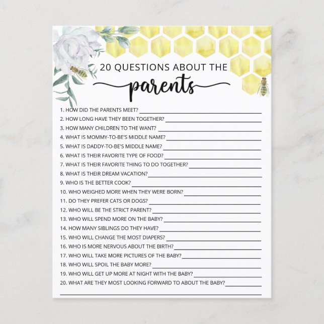 Jogos florais de abelhas sobre os pais (Frente)