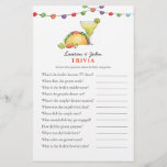 Jogos para Taco & Tequila Fiesta Casal Trivia<br><div class="desc">Tacos e Tequila mexicana Fiesta tema Bridal / casal jogo Trivia com ilustração aquarela de taco e margarita. Personalize a parte traseira da placa com o nome da data do casal e do chá.</div>