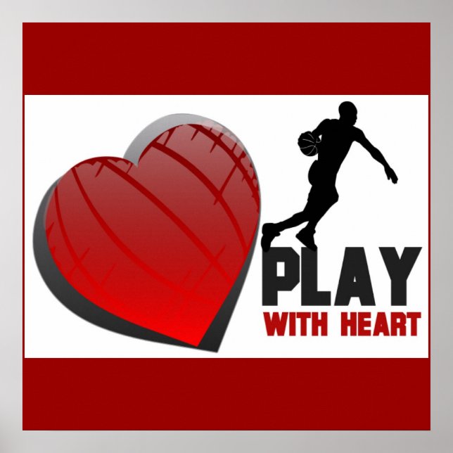 Jogue com Poster de basquete de Heart Mens (Frente)