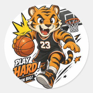 JOGUE DURO VENÇA GRANDE ADESIVO DE BASQUETE TIGRE