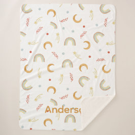 Jogue o cobertor de sherpa do arco-íris do bebê