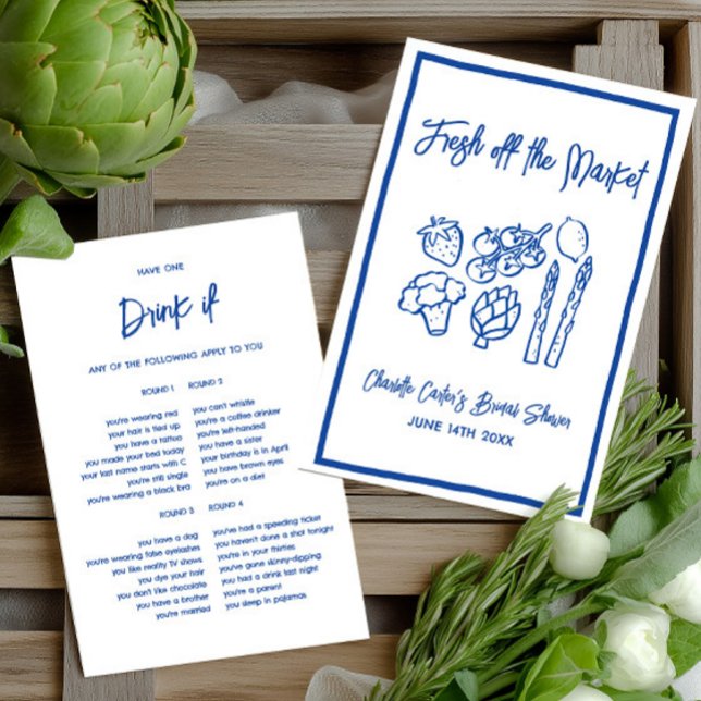 Jogue se Azul Azul & Branco Jogo para Chá de Noiva (Drink If Blue Blue & White Bridal Shower Game)
