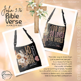 John 3:16 Bíblia Verse Black Tote Bag
