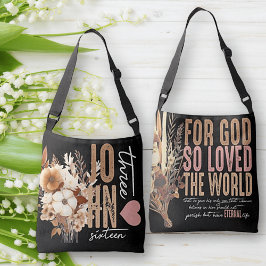 John 3:16 Bíblia Verse Black Tote Bag